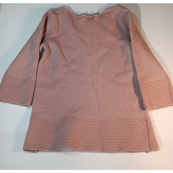Benedetta Pink Wool Blend Sweater Small | Merino Cashmere Ribbed Hem Pullover - Picture 4 of 4